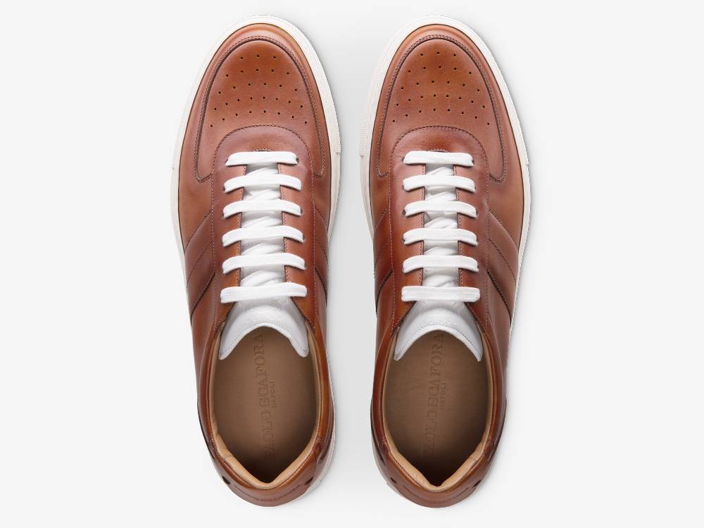 Paolo Sartori Art.Tenny2 Sneakers In Pelle Anticata Cognac Negozi Online