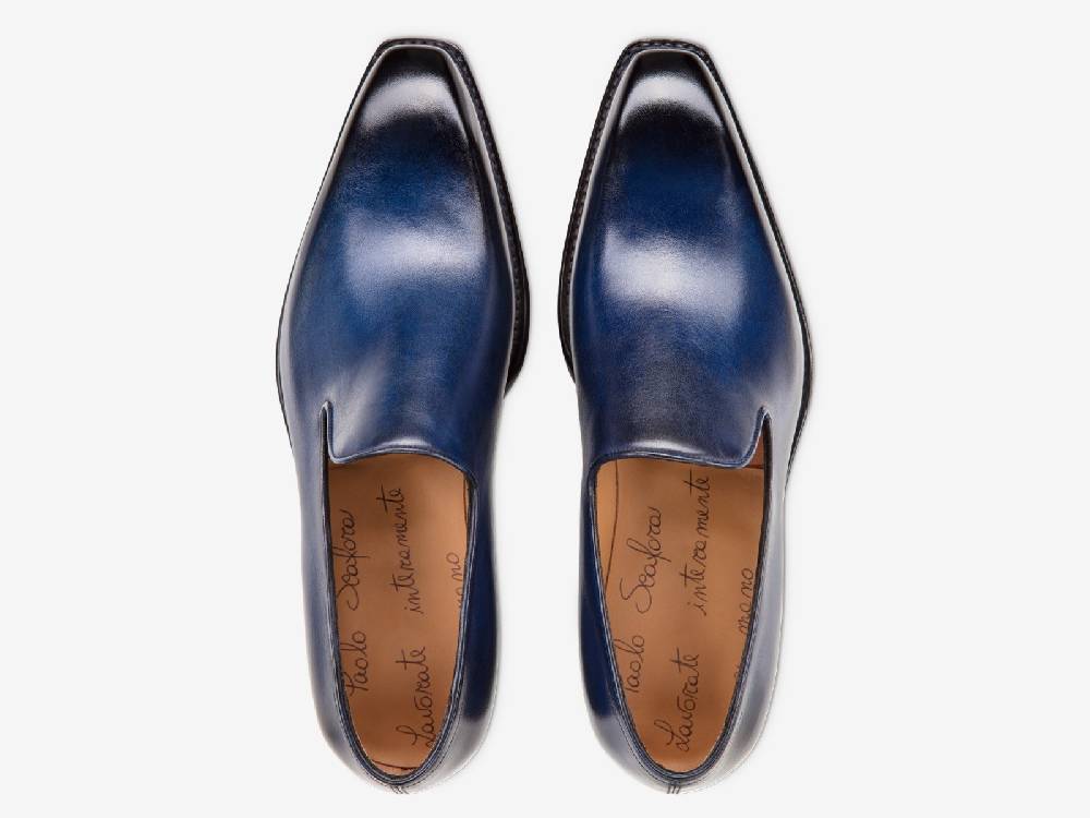 Paolo Sartori Art. 727 Loafer in Antiqued Cobalto Leather Promozione Limitata