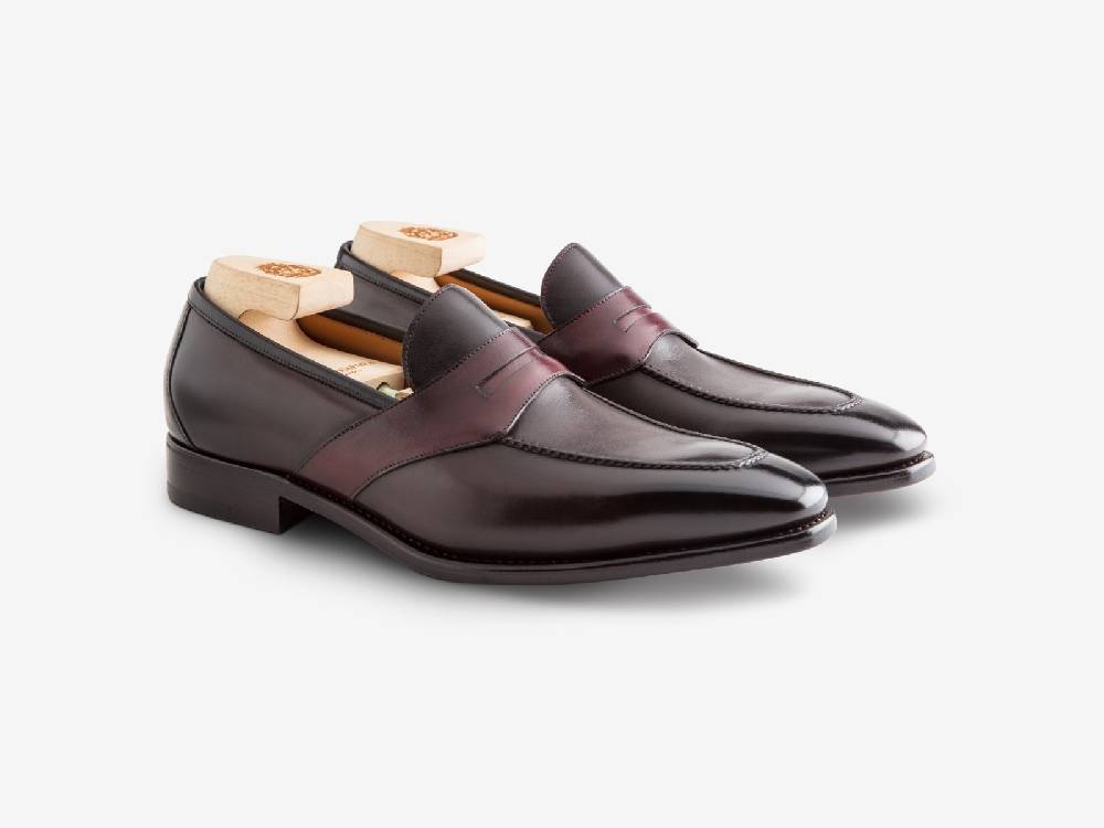 Paolo Sartori ART. 729 Loafer in Antiqued Vietri, Bordeaux and Black Leather Shopping Online