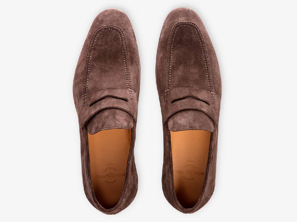 Paolo Sartori Art. 638 Mocassino in Camoscio Marrone scuro Presa