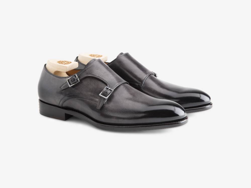 Paolo Sartori Art. 585 Doppia Fibbia in Pelle Anticata Grigia Outlet