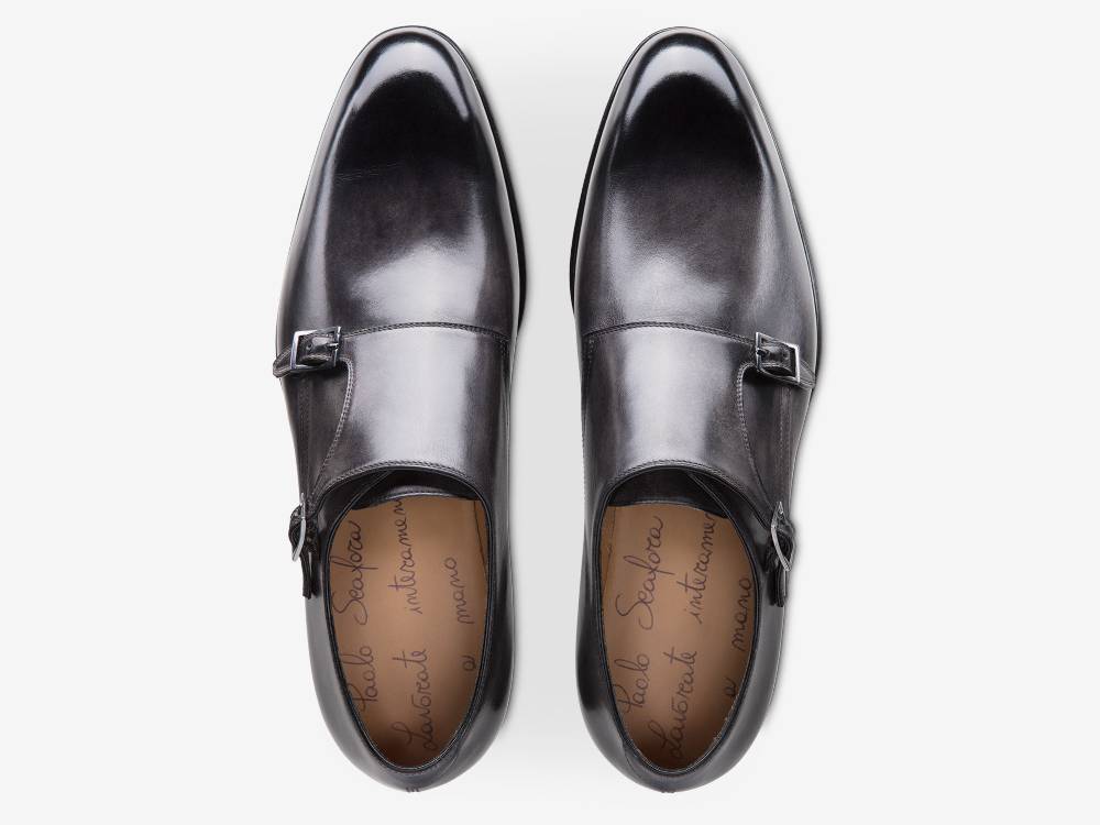 Paolo Sartori Art. 585 Doppia Fibbia in Pelle Anticata Grigia Outlet