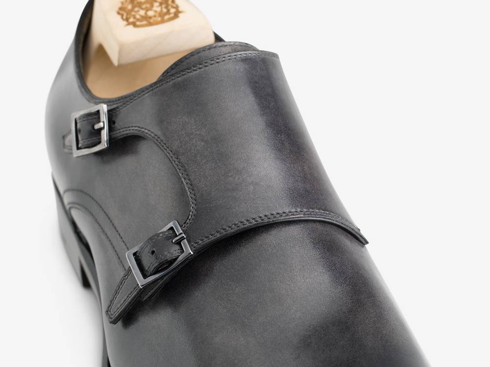 Paolo Sartori Art. 585 Doppia Fibbia in Pelle Anticata Grigia Outlet