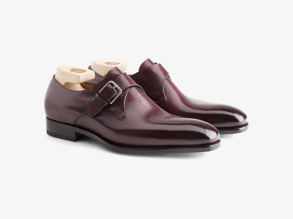 Paolo Sartori ART. 617 Mono Fibbia in pelle Anticata Bordeaux Vendita Calda