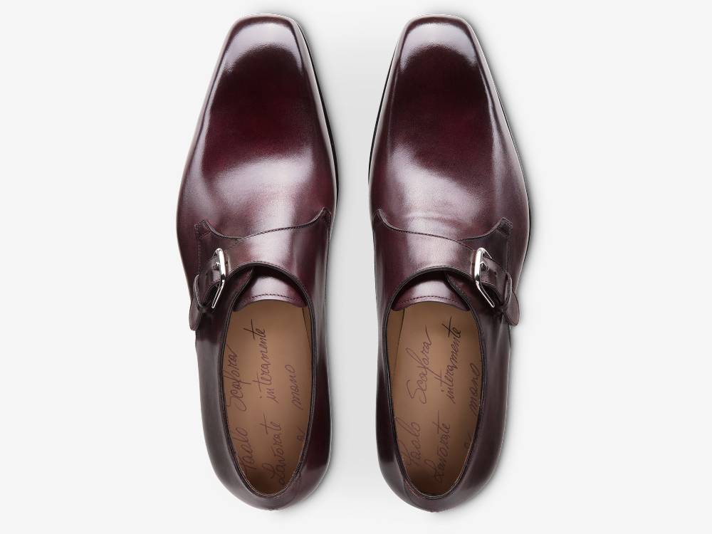 Paolo Sartori ART. 617 Mono Fibbia in pelle Anticata Bordeaux Vendita Calda