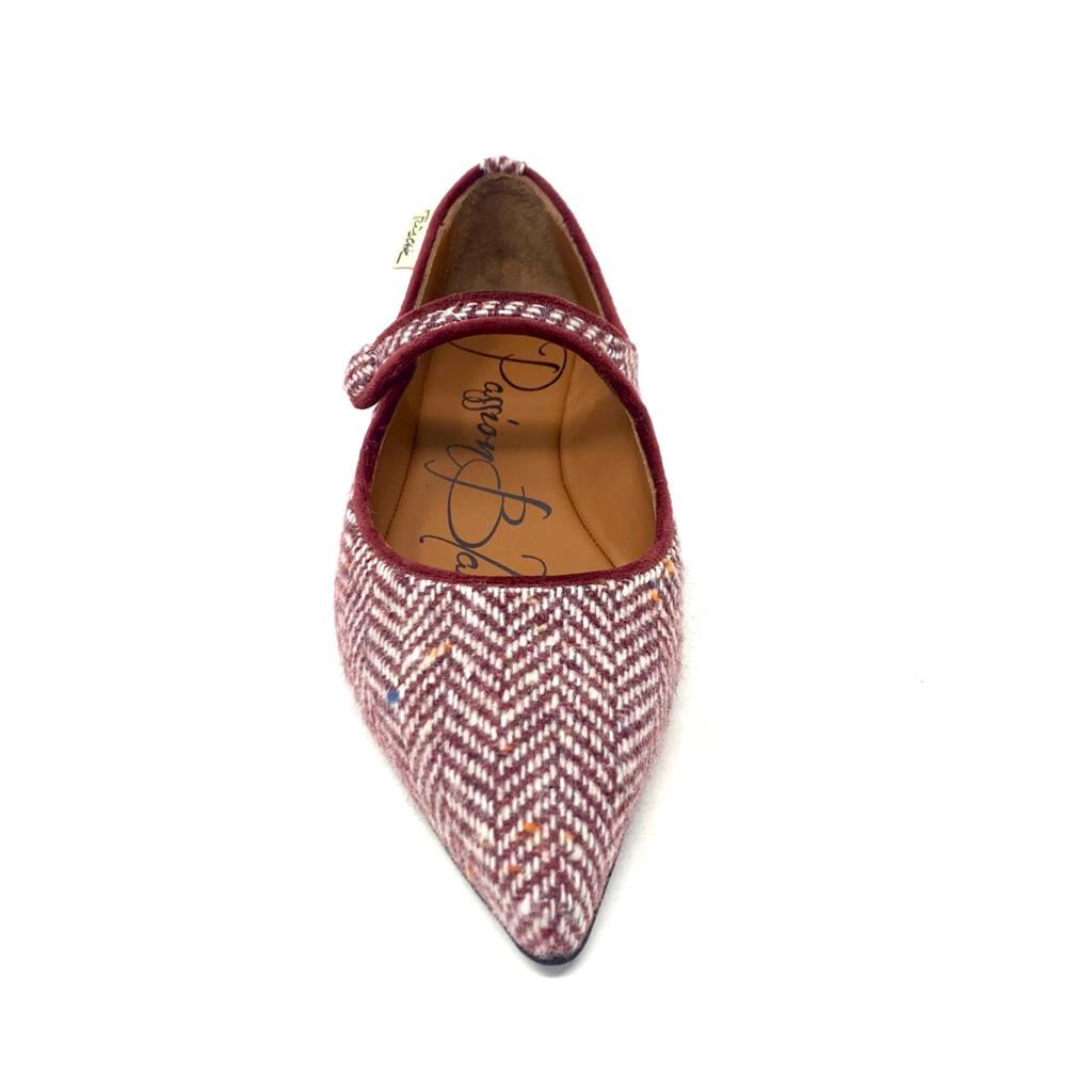 Passion Blanche Sophia Tweed in Lana Bianca-Bordeaux Offerta