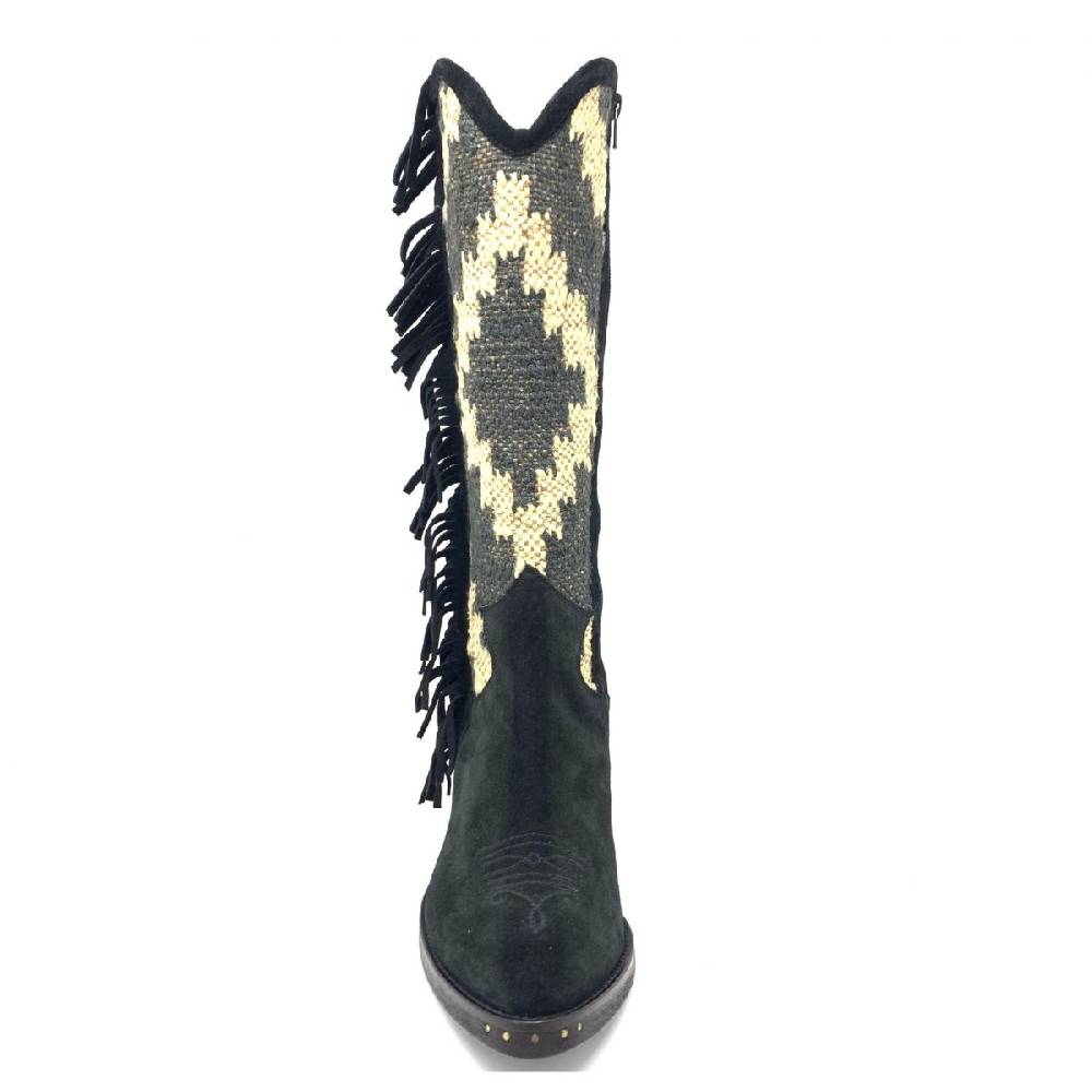 Passion Blanche Texano crosta nera e kilim Suola cuoio Pezzi Unici