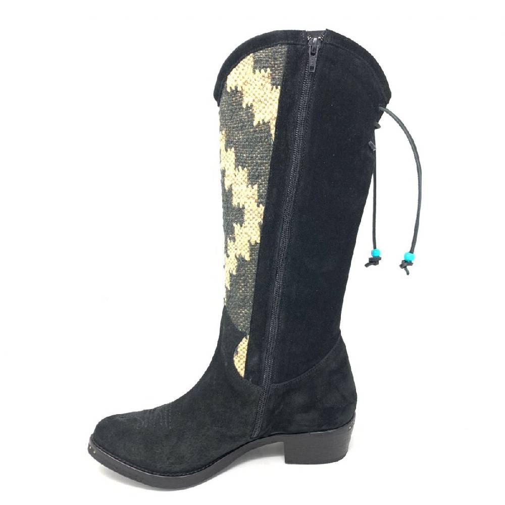 Passion Blanche Texano crosta nera e kilim Suola cuoio Pezzi Unici