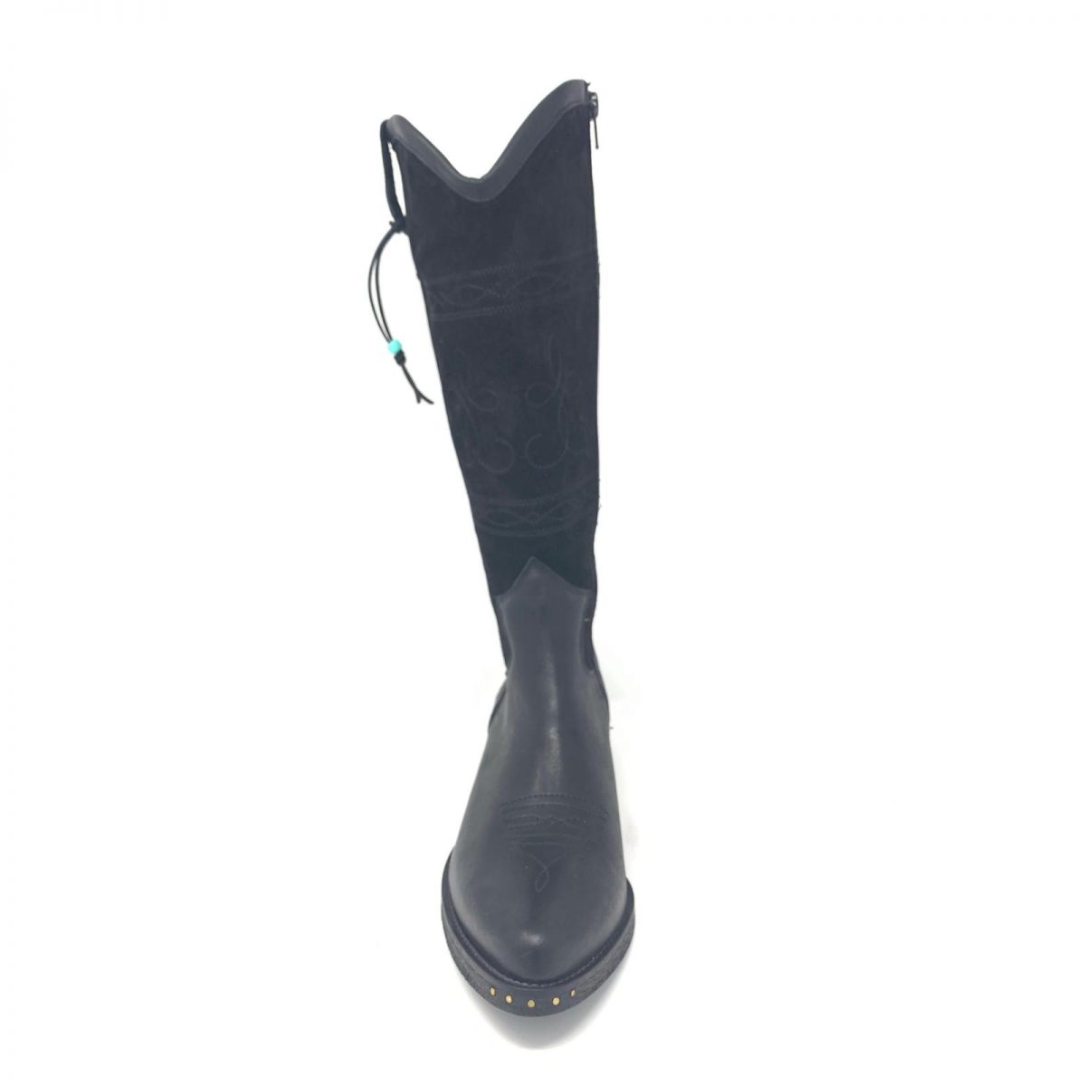 Passion Blanche Texano Flowers Pelle nera + crosta nera e suola in cuoio Sottocosto