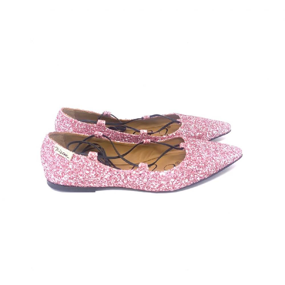 Passion Blanche Flat Shoes SILVIA BERRI “autografata” Glitter Rosa Prezzo Ridotto