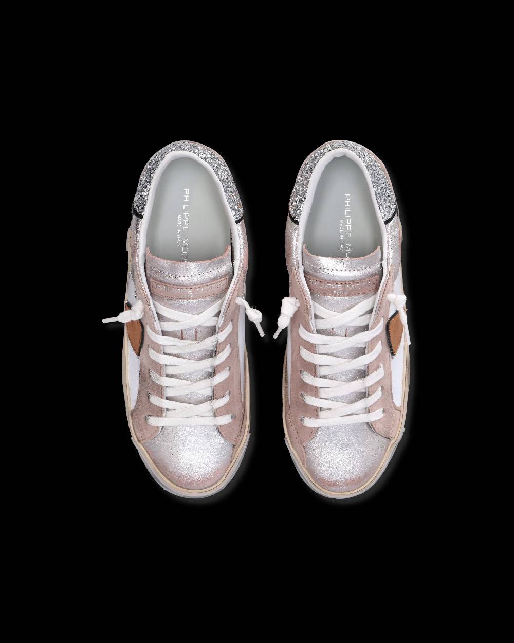 Philippe Model Sneaker basse Paris donna - glitter rosa e bianco Fino Al -60%