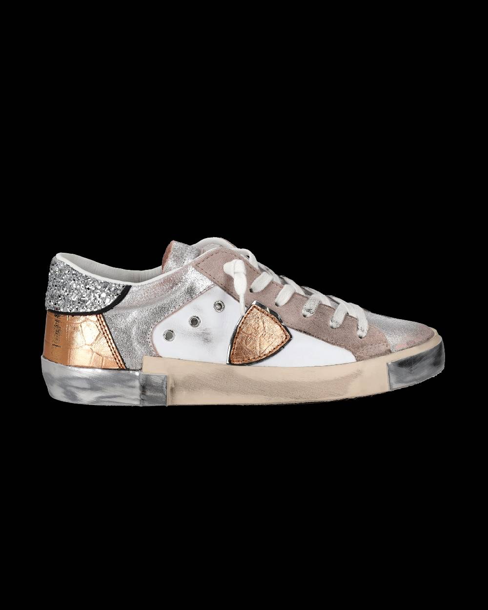 Philippe Model Sneaker basse Paris donna - glitter rosa e bianco Fino Al -60%