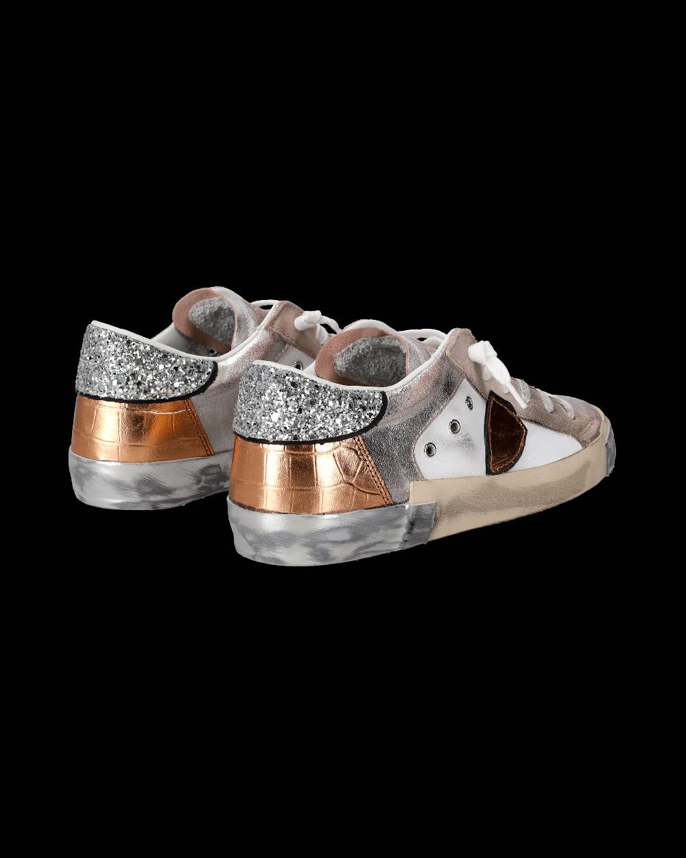 Philippe Model Sneaker basse Paris donna - glitter rosa e bianco Fino Al -60%