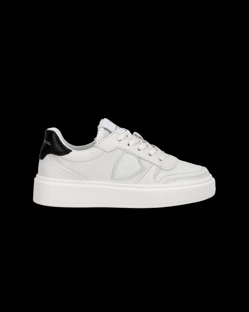 Philippe Model Sneakers basse Nice da Ragazzi in pelle, Bianco Nero Sottocosto