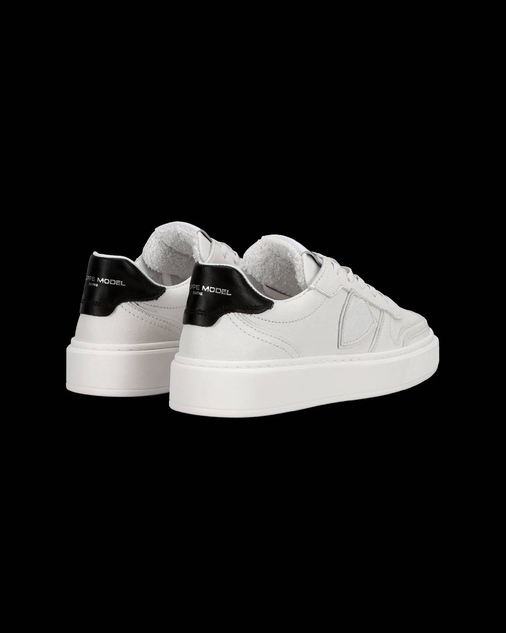 Philippe Model Sneakers basse Nice da Ragazzi in pelle, Bianco Nero Sottocosto