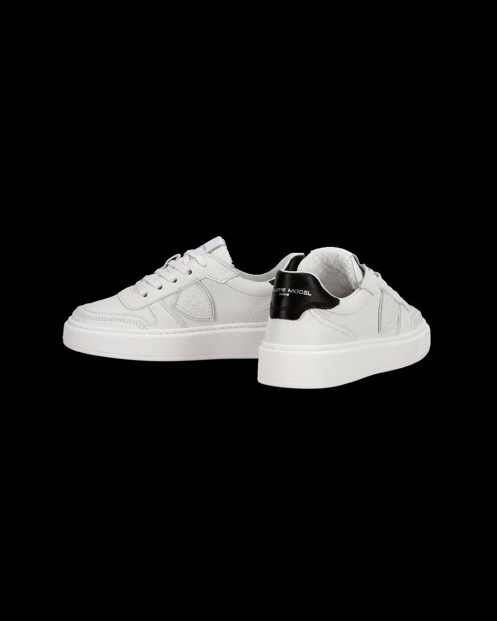 Philippe Model Sneakers basse Nice da Ragazzi in pelle, Bianco Nero Sottocosto