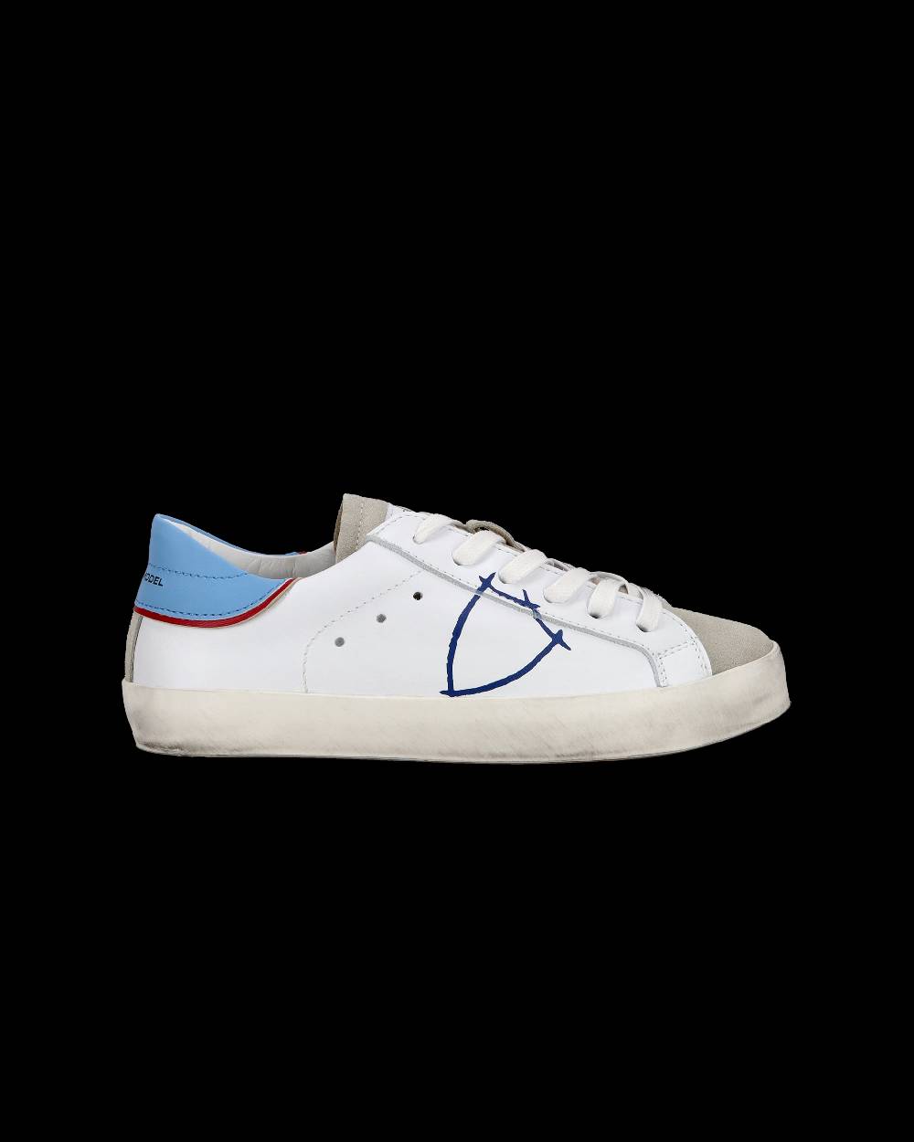 Philippe Model Sneakers basse Paris da Bambino in pelle, Bianco Azzurro Offerta