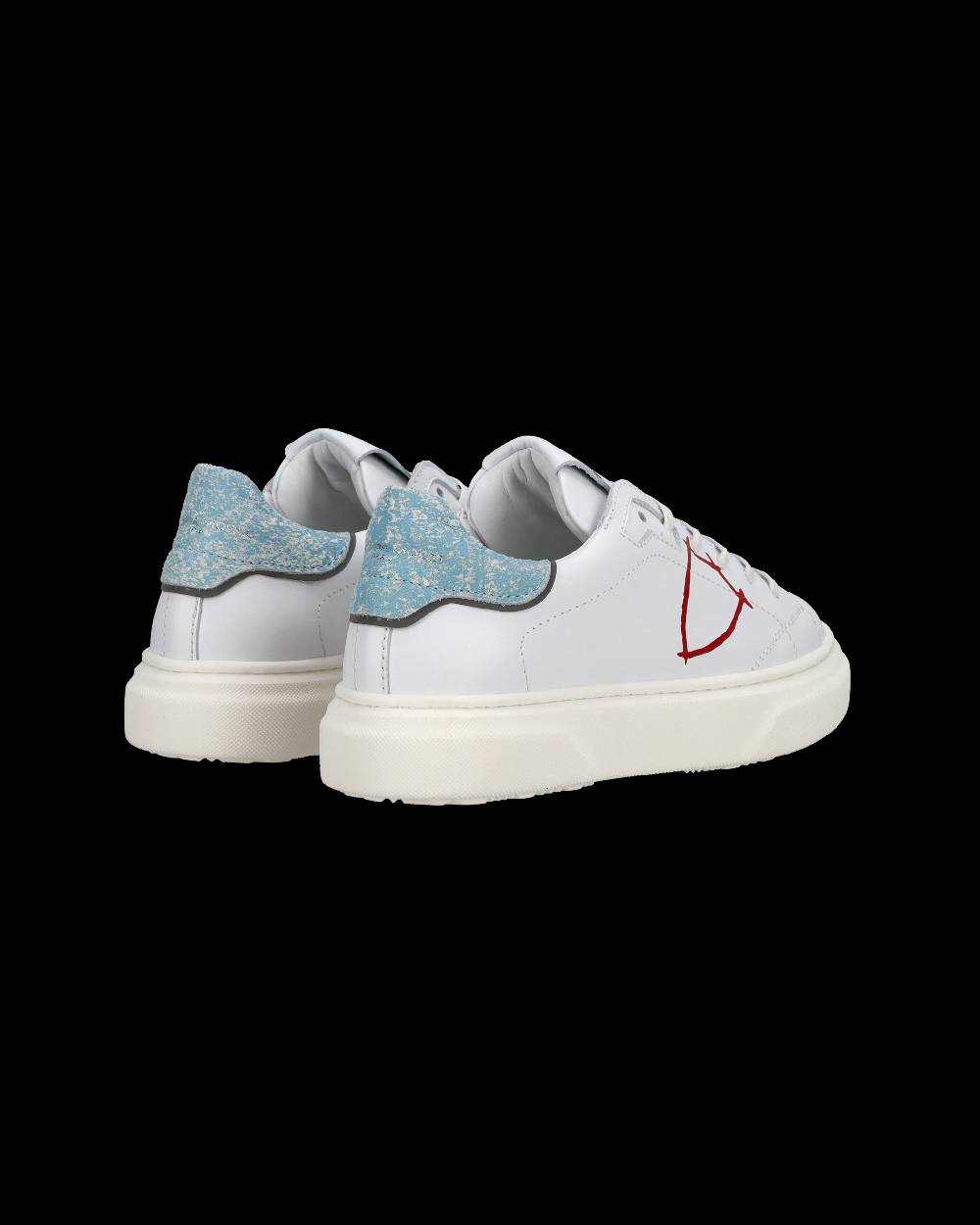 Philippe Model Sneakers Temple basse da Bambino in pelle, Bianco Azzurro Economico