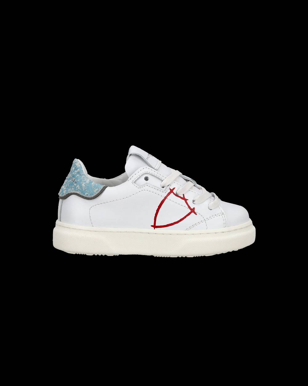 Philippe Model Sneakers basse Temple da Bambino in pelle, Bianco e Blu Online
