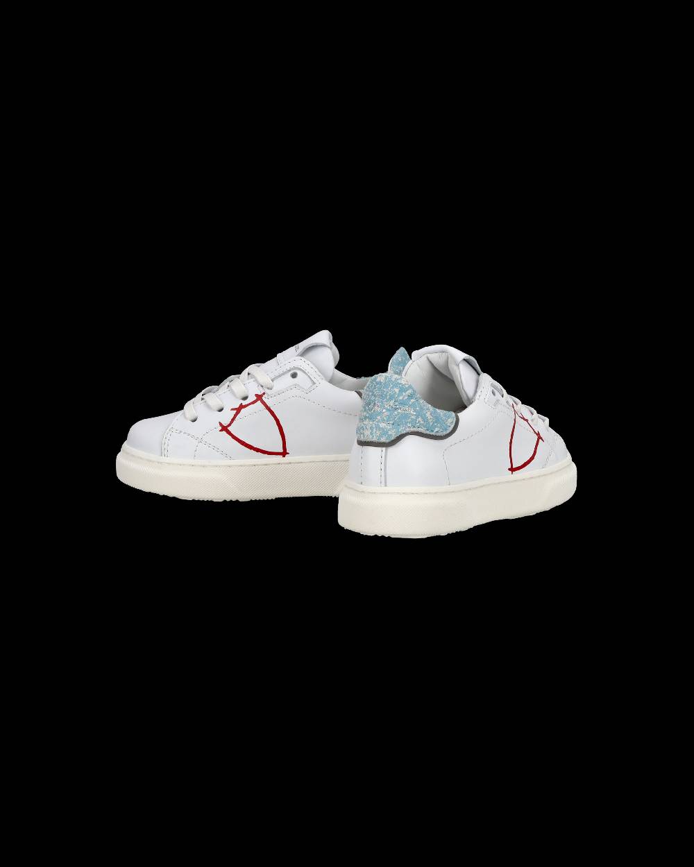 Philippe Model Sneakers basse Temple da Bambino in pelle, Bianco e Blu Online