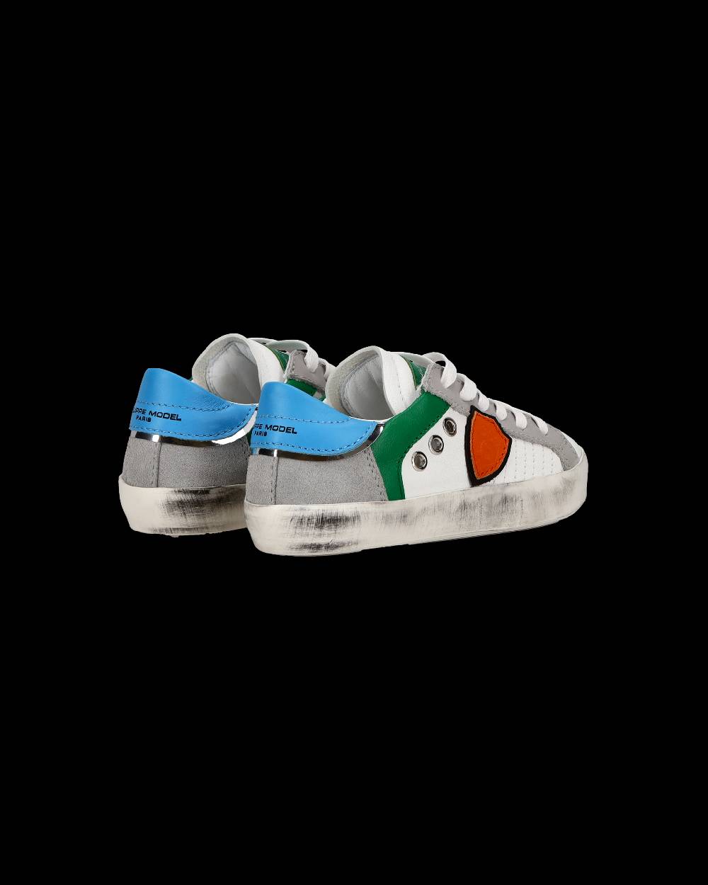 Philippe Model Sneakers basse Paris da Bambino in pelle, Bianco Verde Outlet
