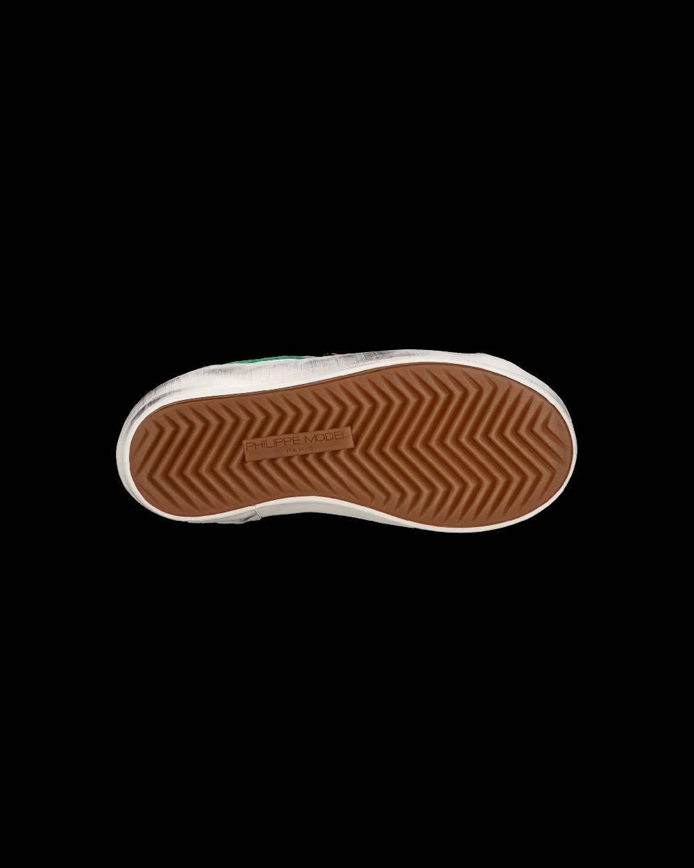 Philippe Model Sneakers basse Paris da Bambino in pelle, Bianco Verde Outlet