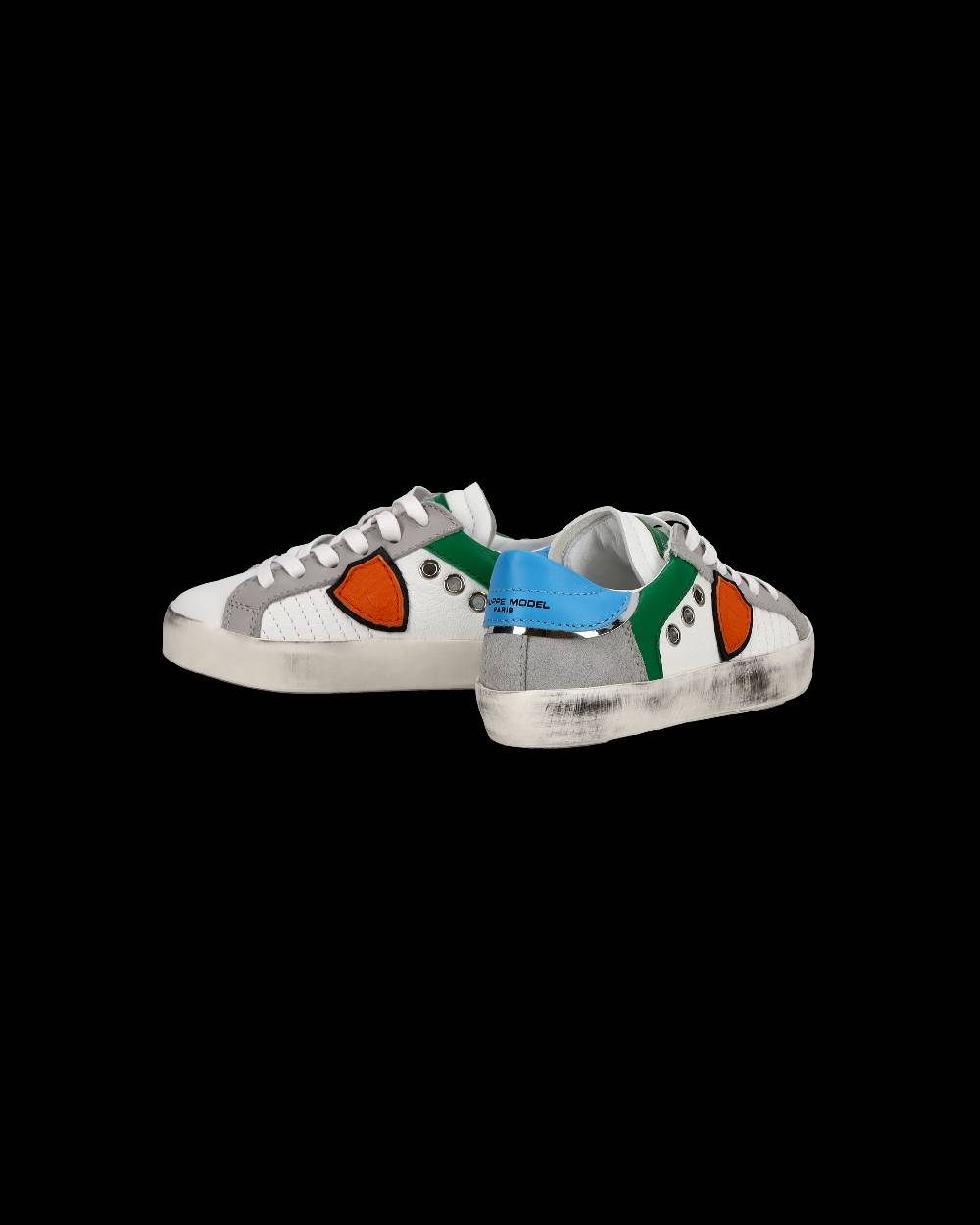 Philippe Model Sneakers basse Paris da Bambino in pelle, Bianco Verde Outlet