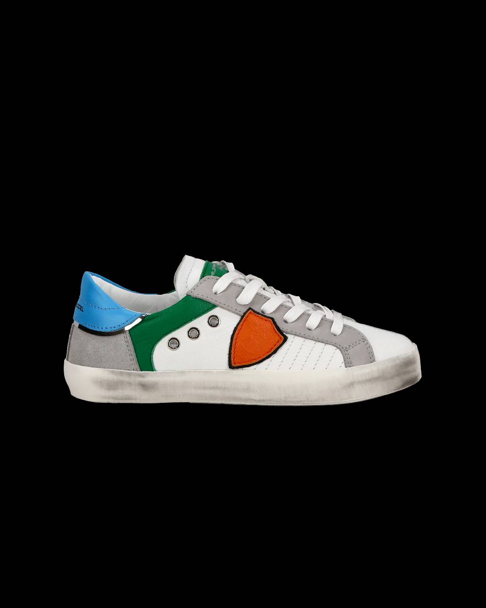 Philippe Model Sneakers Paris basse da Ragazzo in pelle, Bianco Verde In Vendita