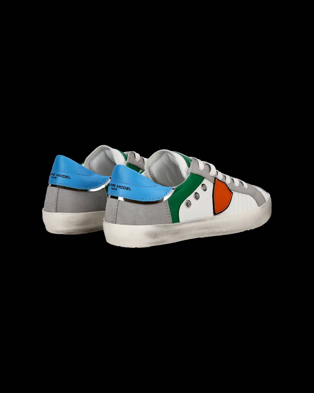 Philippe Model Sneakers Paris basse da Ragazzo in pelle, Bianco Verde In Vendita