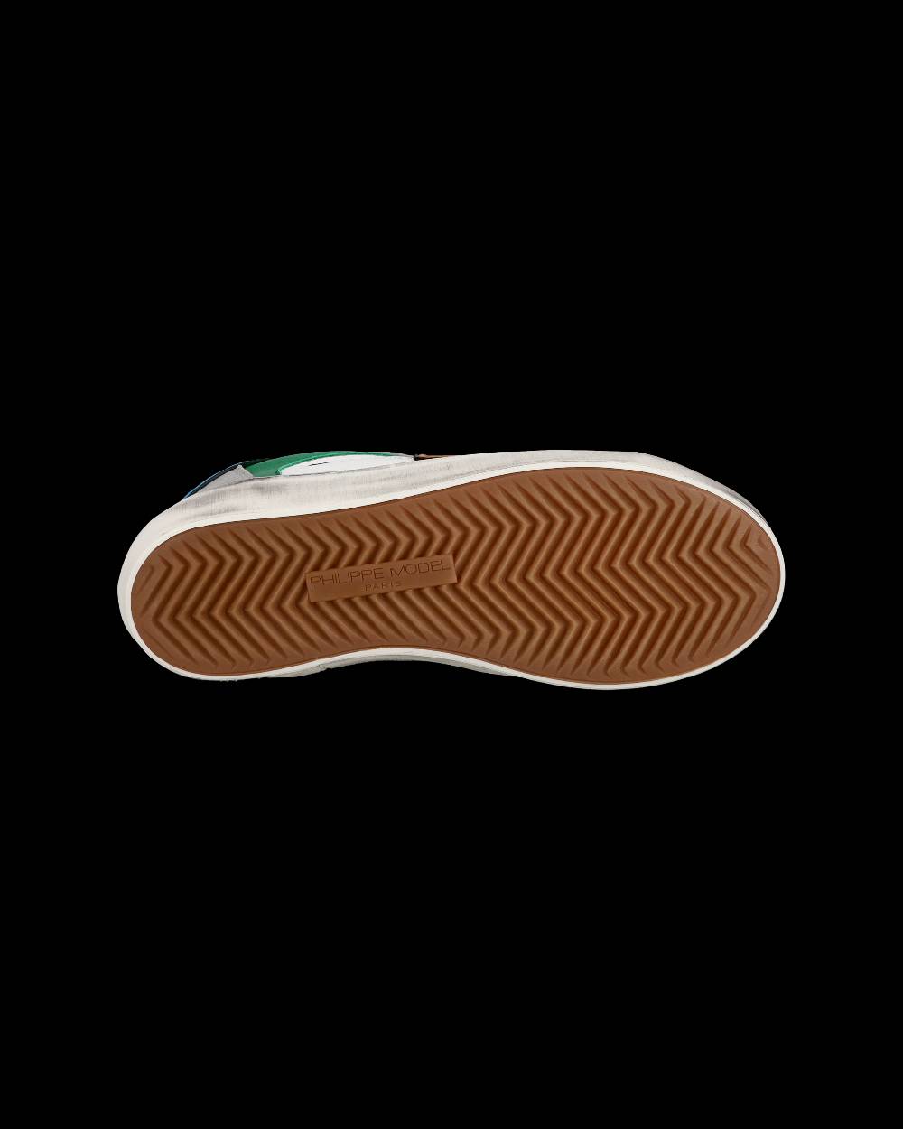 Philippe Model Sneakers Paris basse da Ragazzo in pelle, Bianco Verde In Vendita