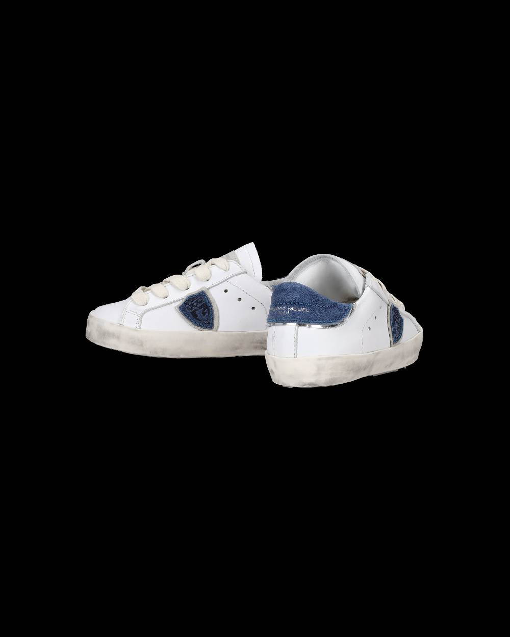 Philippe Model Sneakers da Bambini Prsx basse Bianche e Blu in Pelle Offerte