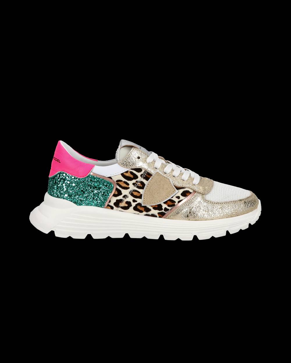 Philippe Model Sneakers basse Trpx Haute da Ragazzo in pelle e glitter, Bianco Verde I Più Venduti