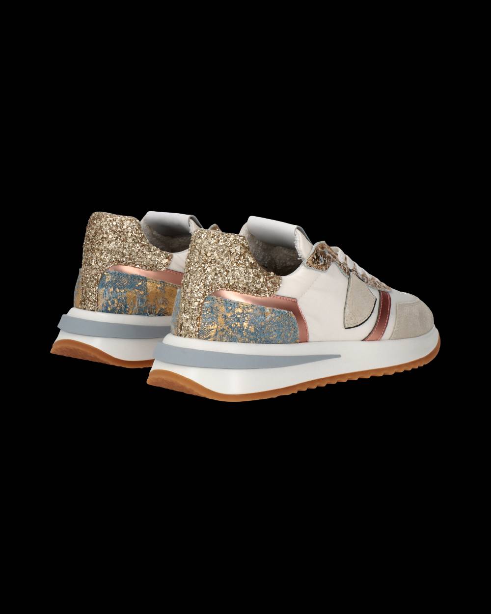 Philippe Model Sneaker Tropez 2.1 Donna, Bianco Oro e Azzurro Nuovo