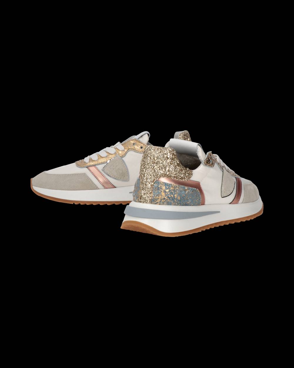 Philippe Model Sneaker Tropez 2.1 Donna, Bianco Oro e Azzurro Nuovo