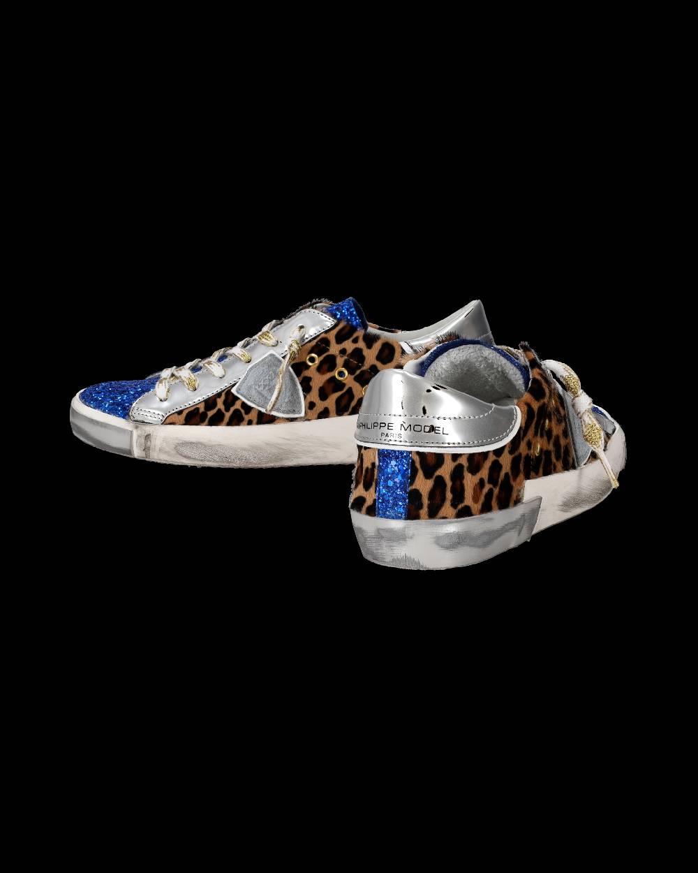 Philippe Model Sneaker basse Paris donna - glitter blu e argento Vendita Economica