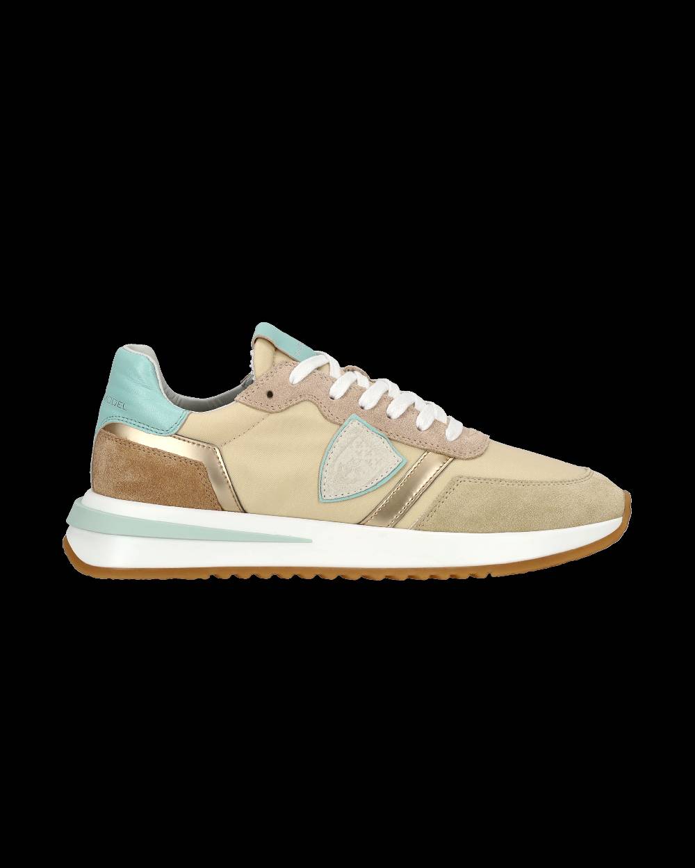Philippe Model Sneaker casual Tropez 2.1 da donna in nylon e pelle - Turchese e beige In Saldo
