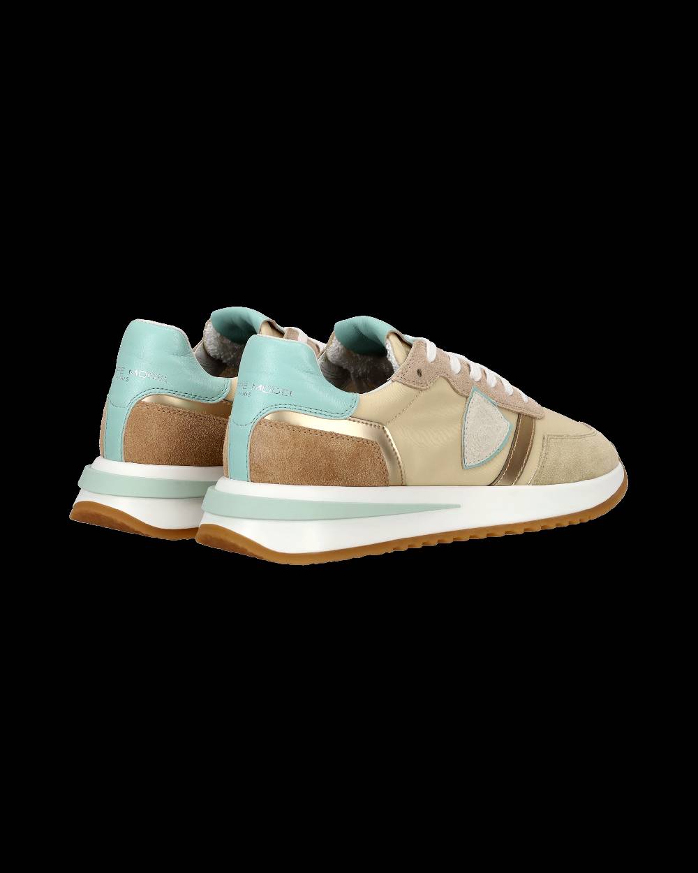 Philippe Model Sneaker casual Tropez 2.1 da donna in nylon e pelle - Turchese e beige In Saldo