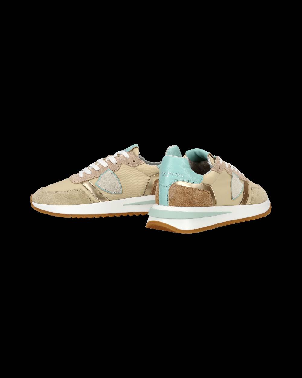 Philippe Model Sneaker casual Tropez 2.1 da donna in nylon e pelle - Turchese e beige In Saldo