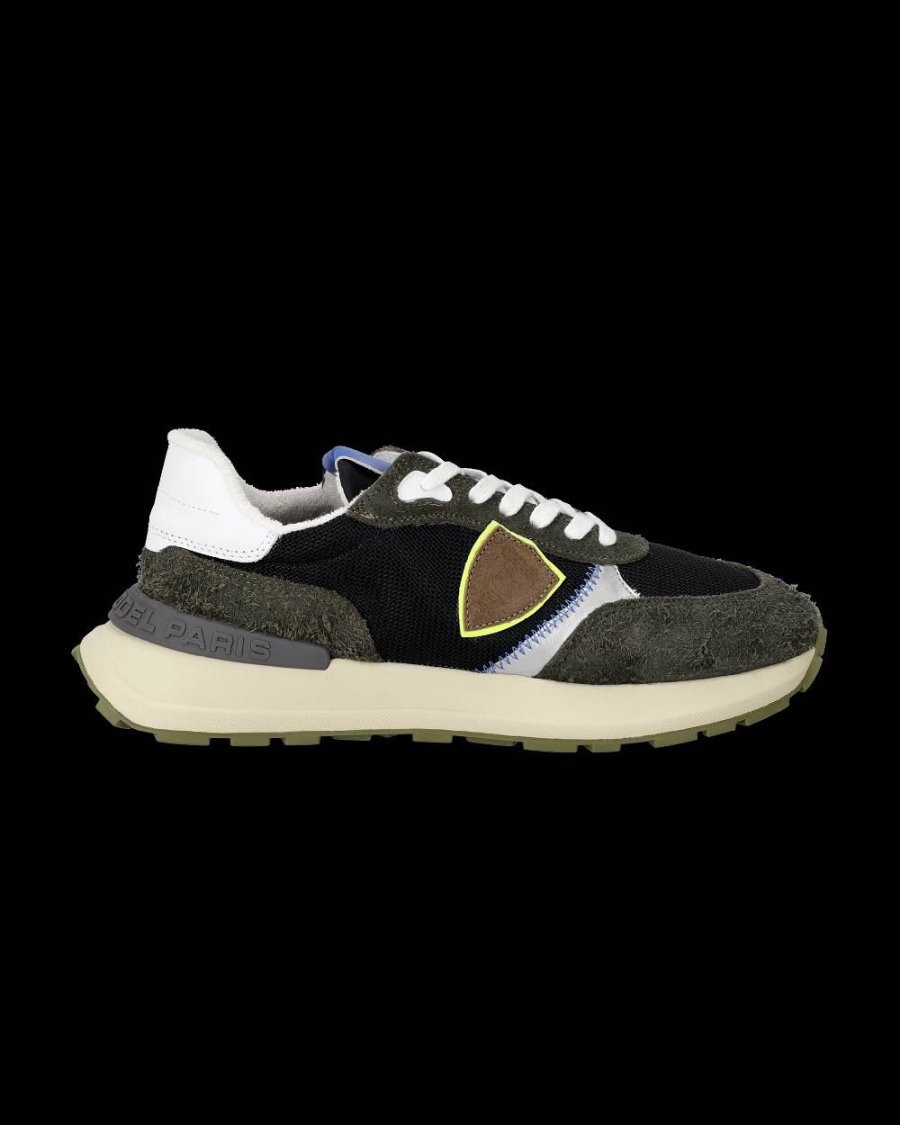 Philippe Model Sneakers basse Antibes da Uomo in nylon e pelle - nero militare Nuova