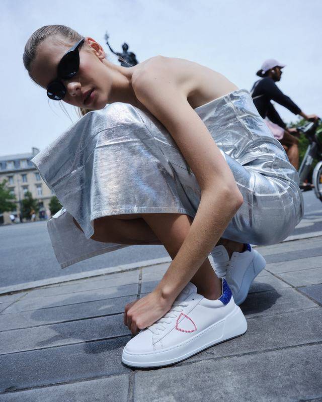 Philippe Model Sneaker basse Tres Temple donna - bianco e bluette Vendita