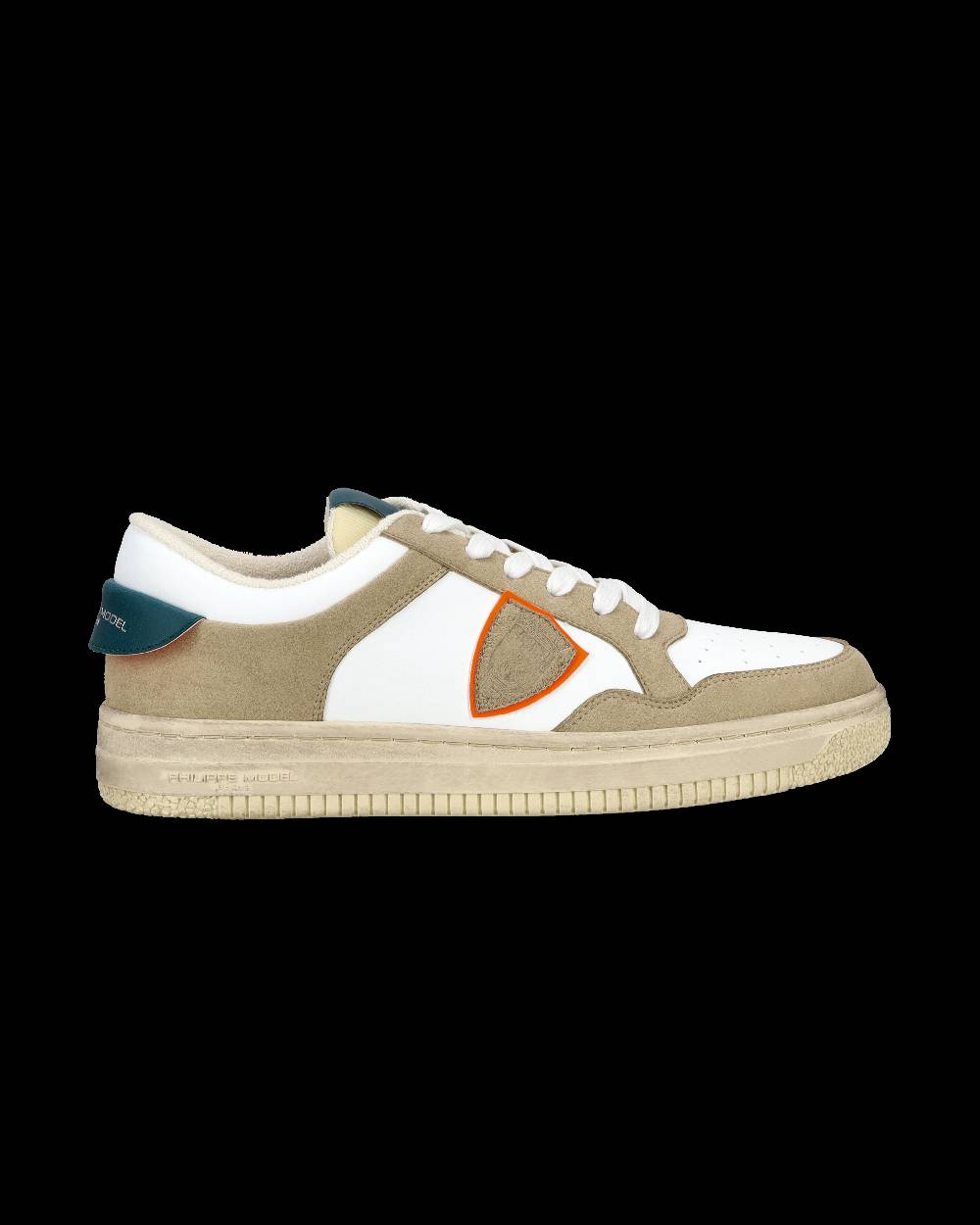Philippe Model Sneaker streetwear Lyon da uomo in pelle riciclata - Bianco, verde e arancione Pezzi Unici