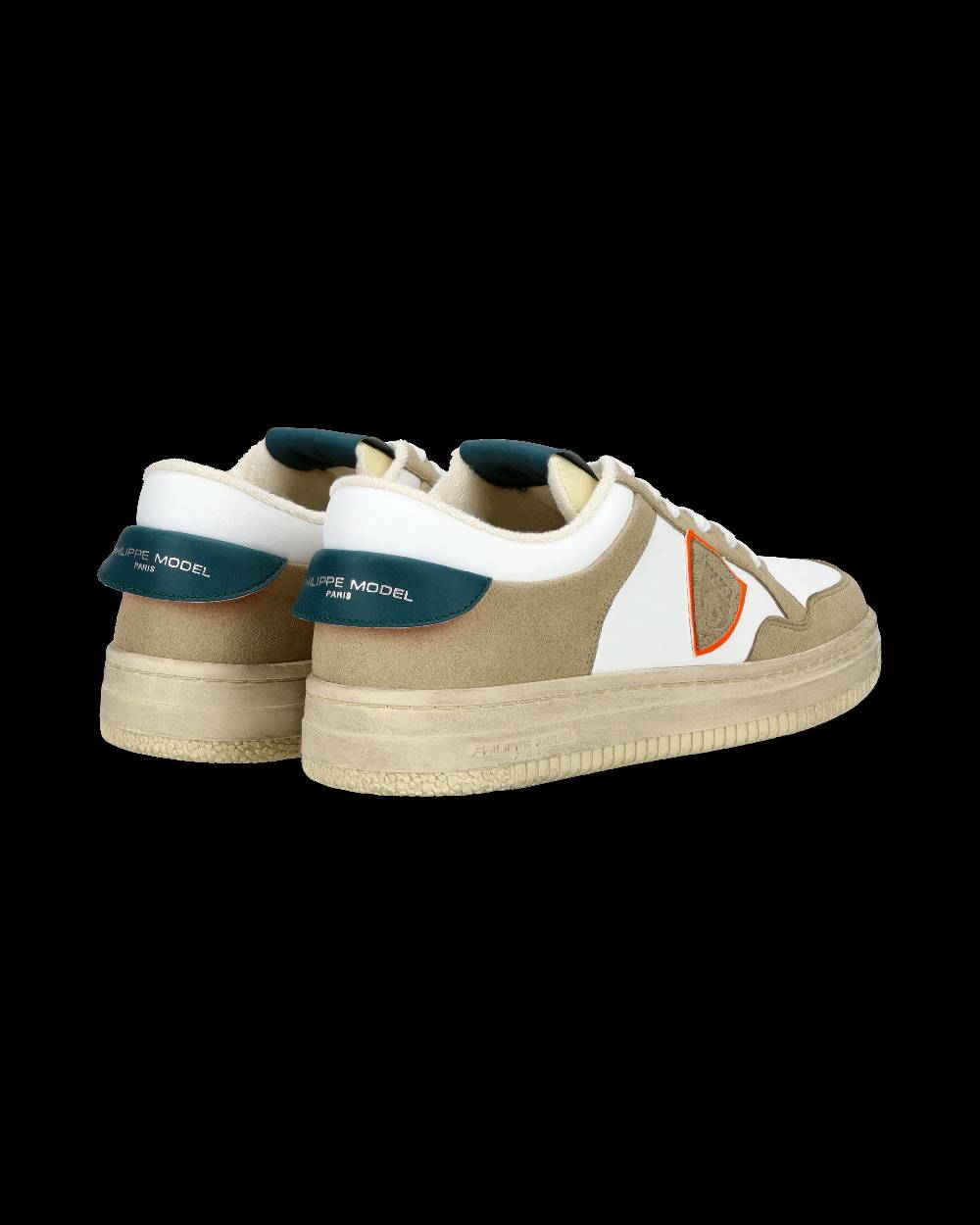 Philippe Model Sneaker streetwear Lyon da uomo in pelle riciclata - Bianco, verde e arancione Pezzi Unici