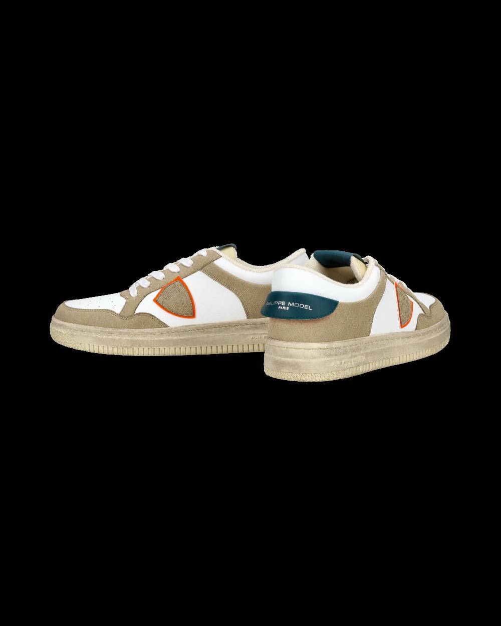 Philippe Model Sneaker streetwear Lyon da uomo in pelle riciclata - Bianco, verde e arancione Pezzi Unici