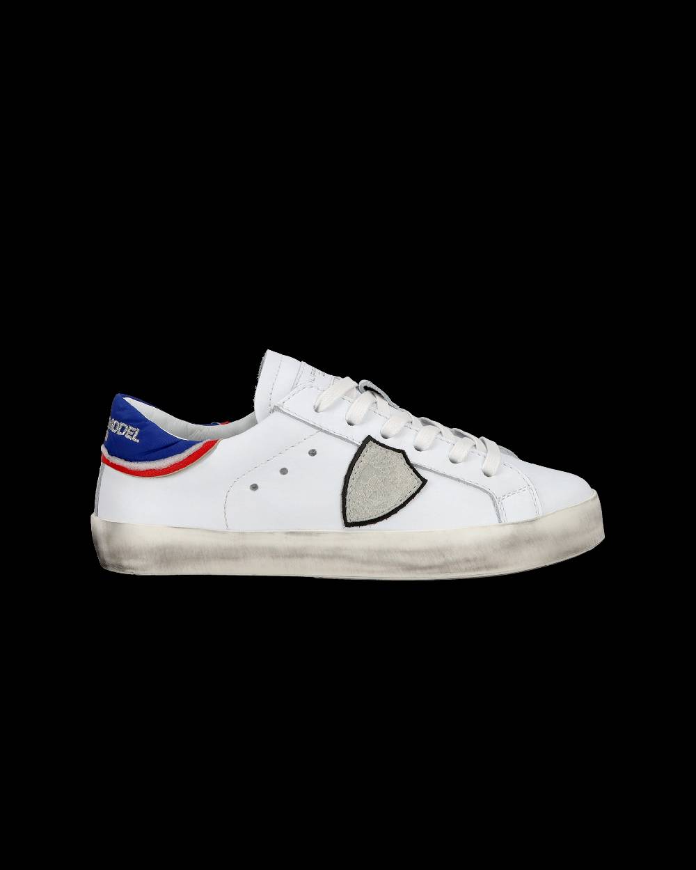 Philippe Model Junior Paris Low-Top Sneakers in Leather, White Blue Negozi Online