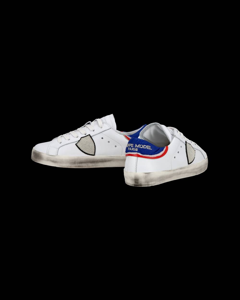 Philippe Model Junior Paris Low-Top Sneakers in Leather, White Blue Negozi Online