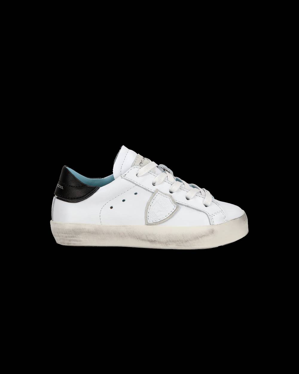 Philippe Model Baby Paris Low-Top Sneakers in Leather, White Black Promozione Limitata