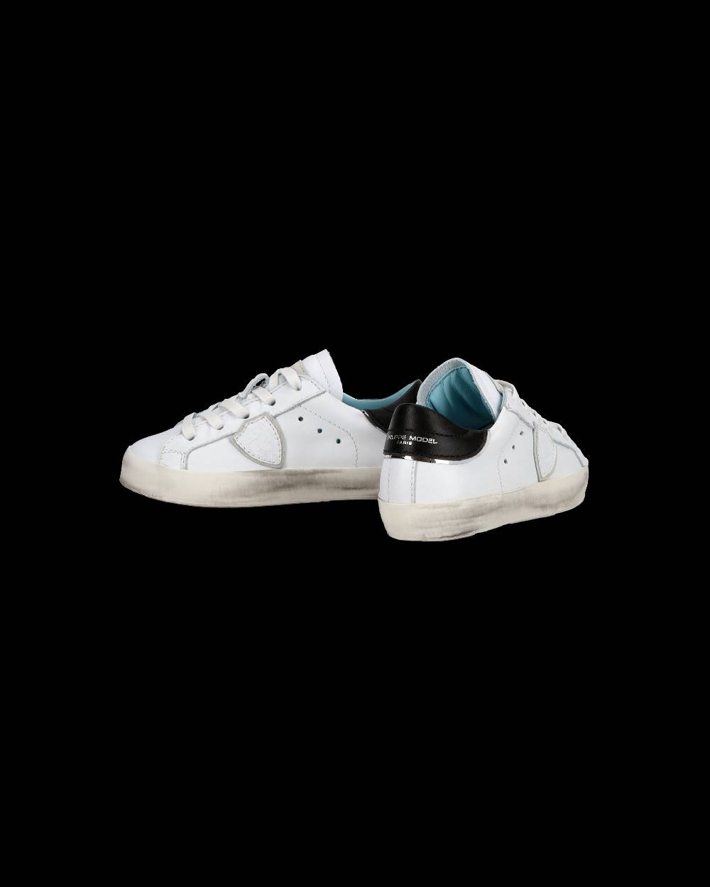 Philippe Model Baby Paris Low-Top Sneakers in Leather, White Black Promozione Limitata