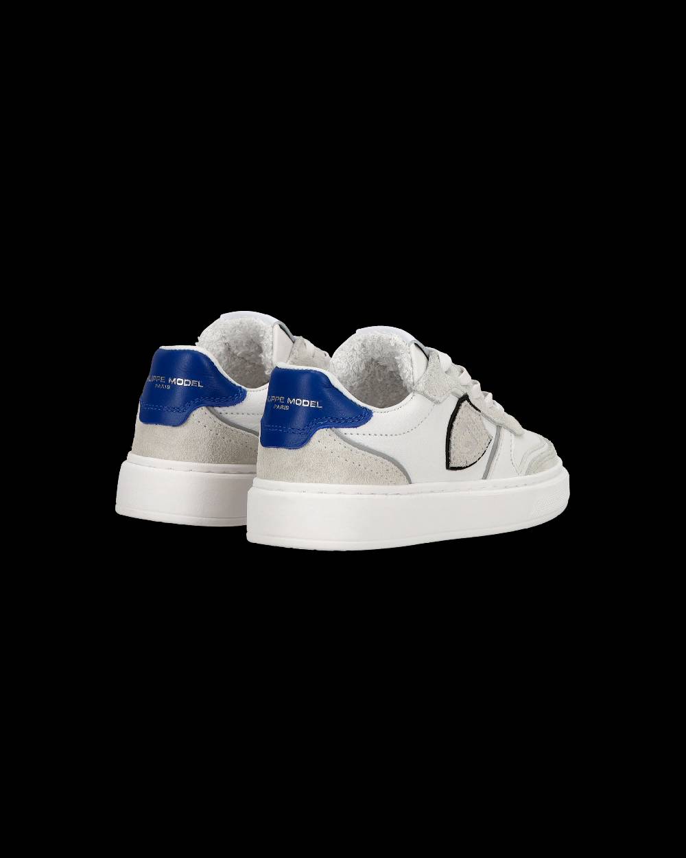 Philippe Model Baby Nice Low-Top Sneakers in Leather, White Blue Affare Del Giorno