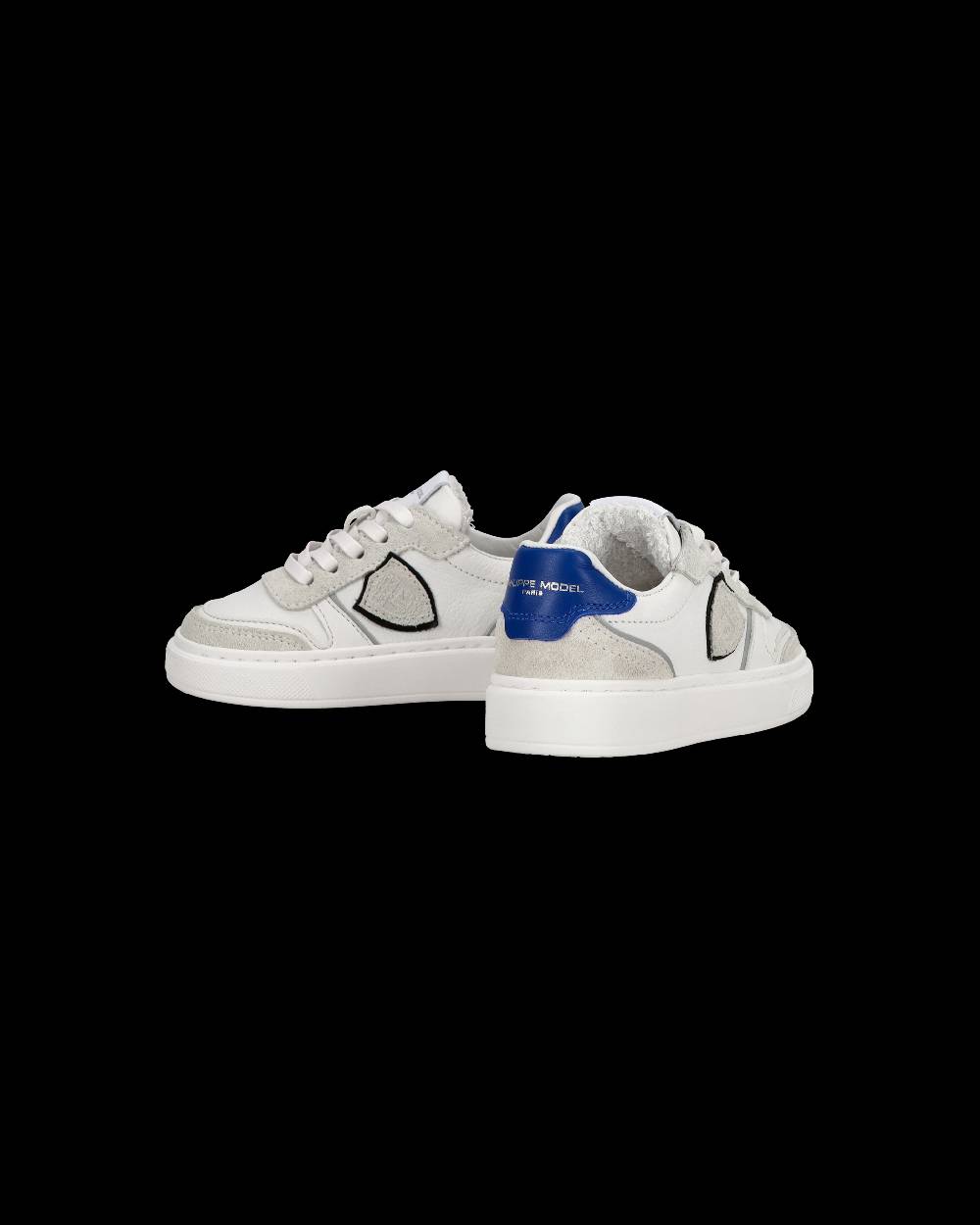 Philippe Model Baby Nice Low-Top Sneakers in Leather, White Blue Affare Del Giorno
