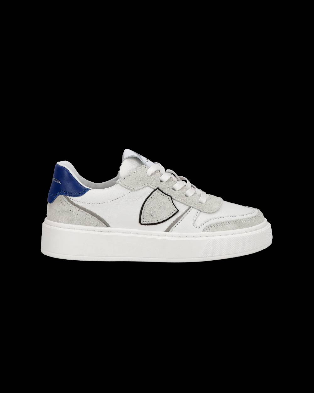 Philippe Model Junior Nice Low-Top Sneakers in Leather, White Blue Prezzo Ridotto